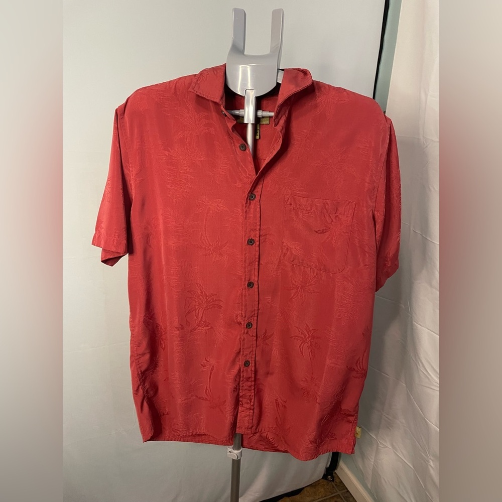 Cabana‎ Men's Hawaiian Style Shirt Rust Short Sleeve Size Large